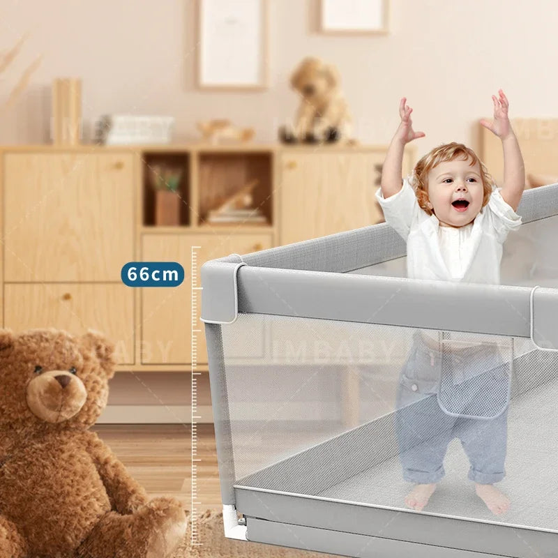 Parc Bébé Sécurisé Gris Clair – CozyPlay™